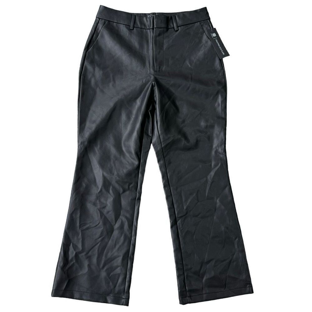 Bagatelle Kick Flare Faux Leather Pants Black Size M High Rise Zip Fly NWT